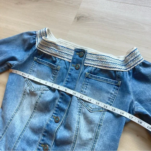 Luisa Spagnoli Denim Jacket Off the Shoulder size 4 - Picture 5 of 7